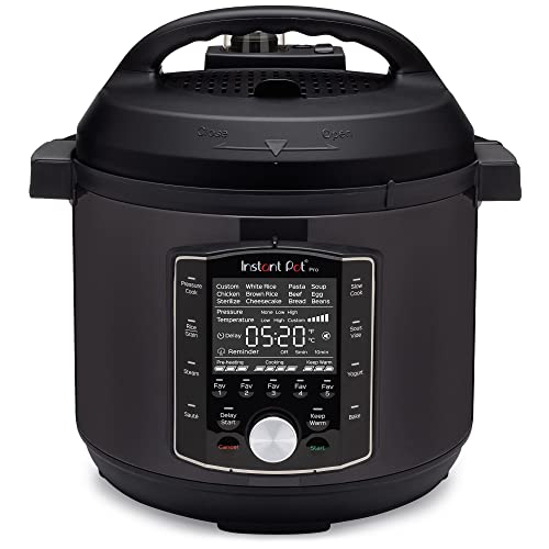 Instant Pot Pro 10-in-1 Pressure Cooker, Slow Cooker, Rice/Grain Cooker, Steamer, Sauté, Sous Vide, Yogurt Maker, Sterilizer, and Warmer, Includes Free App with over 1900 Recipes, Black, 8 Quart